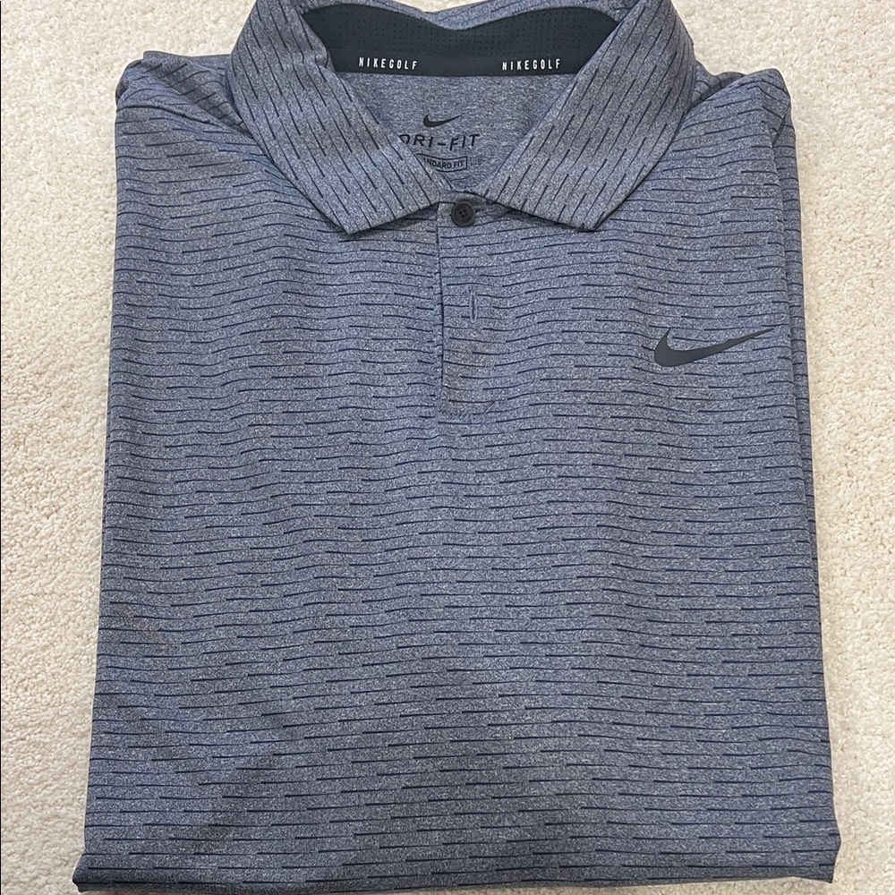 NWOT Nike Dri-FIT Men's Heathered Navy Golf Polo